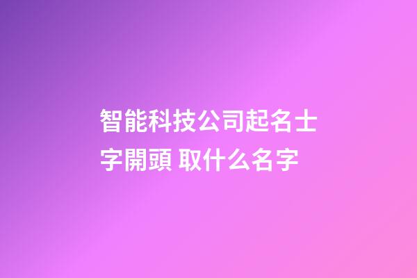智能科技公司起名士字開頭 取什么名字-第1張-公司起名-玄機派
